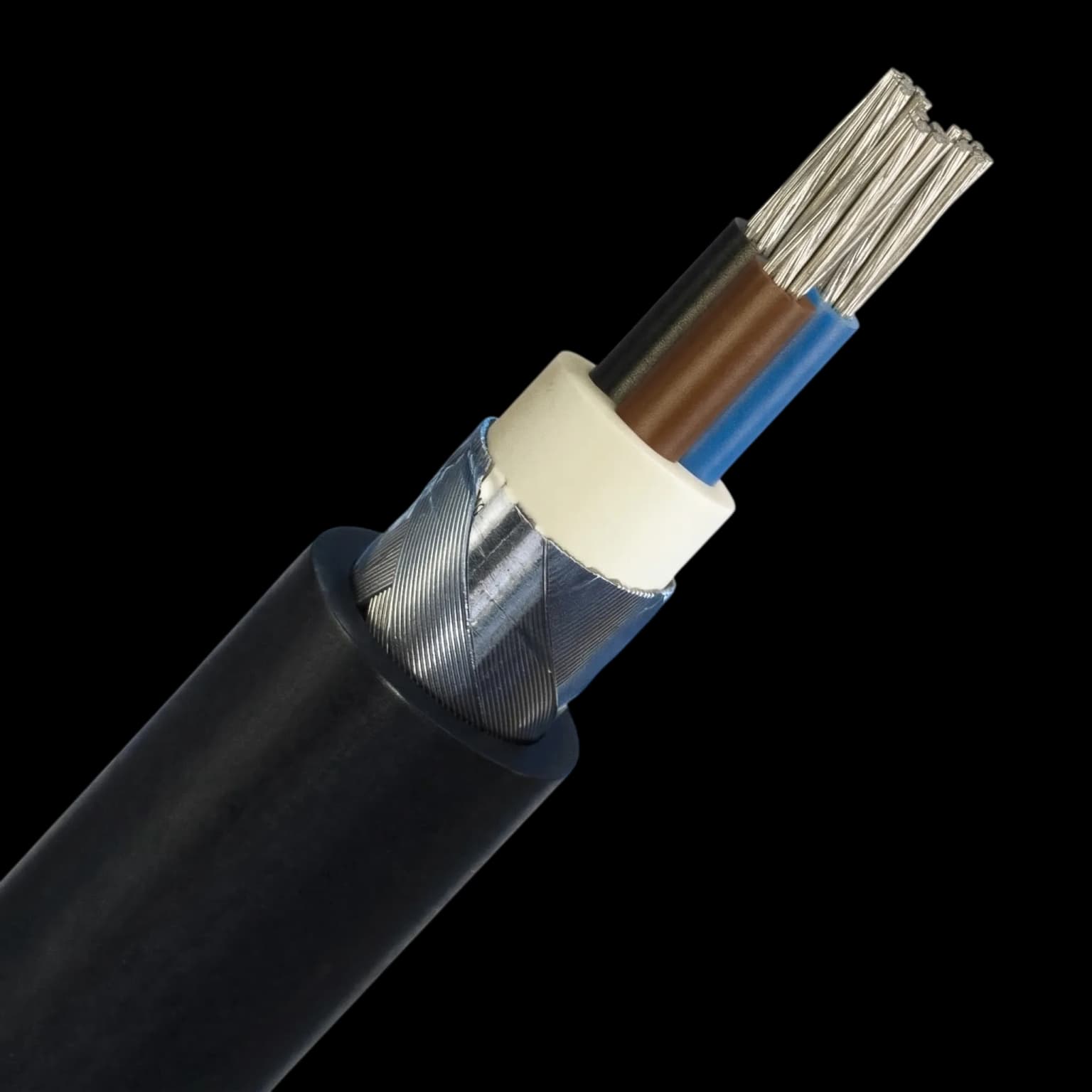 0,6/1 kV PVC izoleli, yassı çelik tel zırhlı, çok damarlı, alüminyum iletkenli kablolar