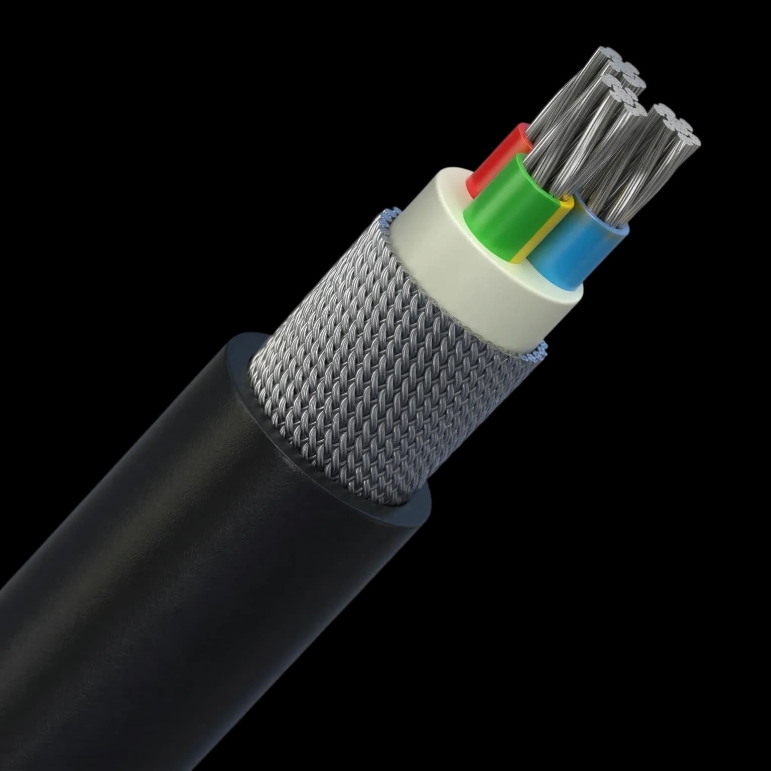 0,6/1 kV PVC izoleli, yuvarlak çelik tel zırhlı, çok damarlı, alüminyum iletkenli kablolar