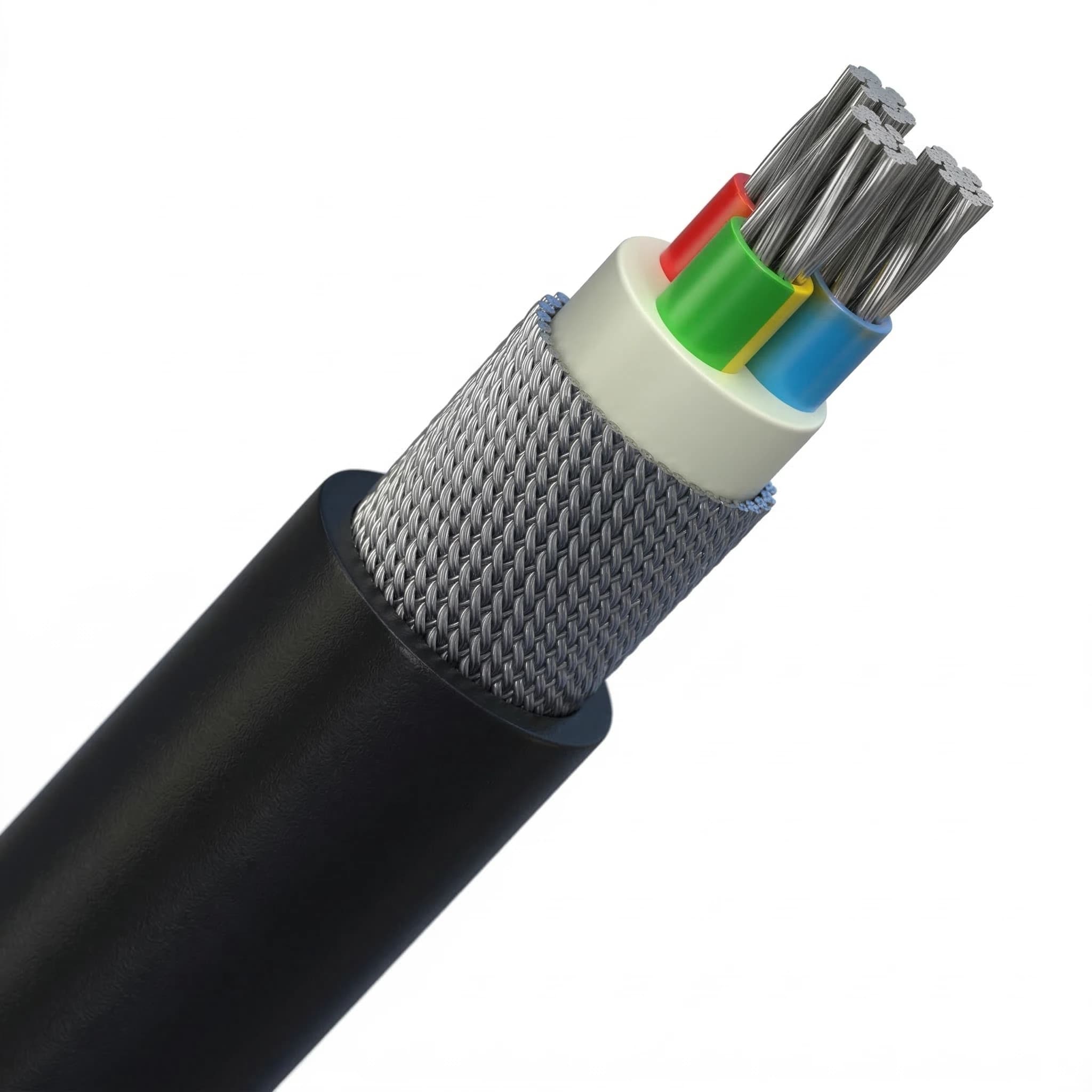 0,6/1 kV PVC izoleli, yuvarlak çelik tel zırhlı, çok damarlı, alüminyum iletkenli kablolar